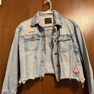 Light Blue Denim Jacket with Space Patches